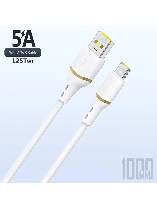 Dudao  L25T USB-A - USB-C Silicone Cable 5A 1m - White