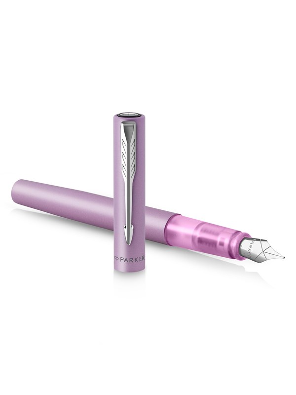 Parker Vector XL Fountain Pen | Metallic Lilac Lacquer on Brass | Medium Nib with Blue Ink Refill | Gift Box