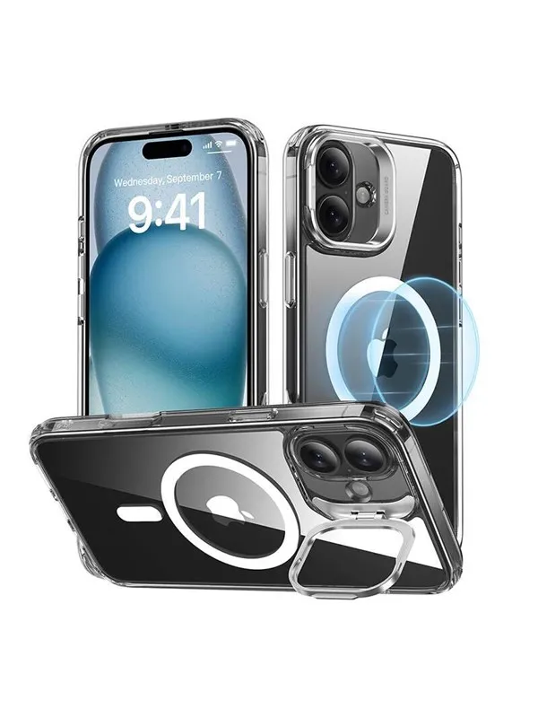 ESR Classic Hybrid (HaloLock) case with stand for iPhone 16 Plus (transparent)