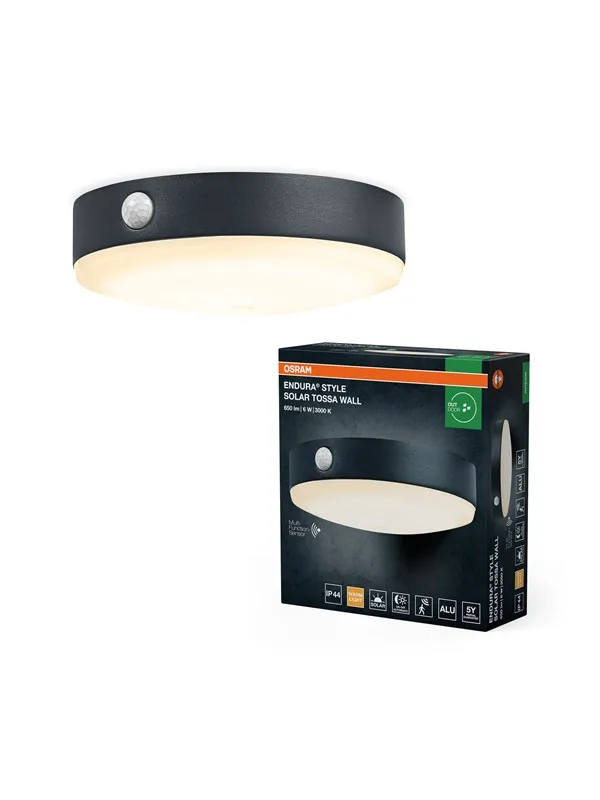 Osram ENDURA Style Solar Tossa Wall 650lm 3.6W/830 130mm dark grey