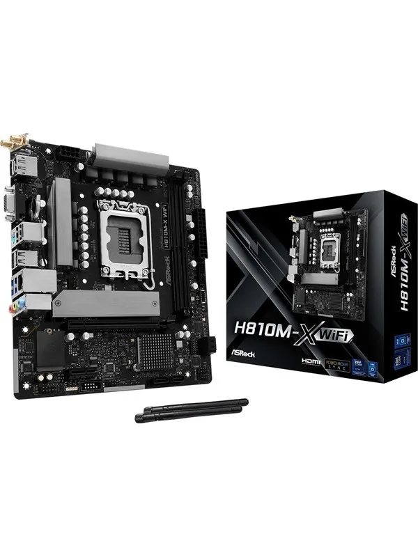 ASRock H810M-X WIFI Hovedkort - Intel H810 - Intel LGA1851 socket - DDR5 RAM - Micro-ATX