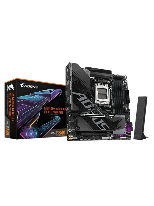 GIGABYTE B840M AORUS ELITE WIFI6E Hovedkort - AMD B840 - AMD AM5 socket - DDR5 RAM - Micro-ATX