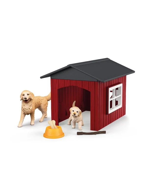 Schleich Farm World Dog Kennel with Golden Retriever
