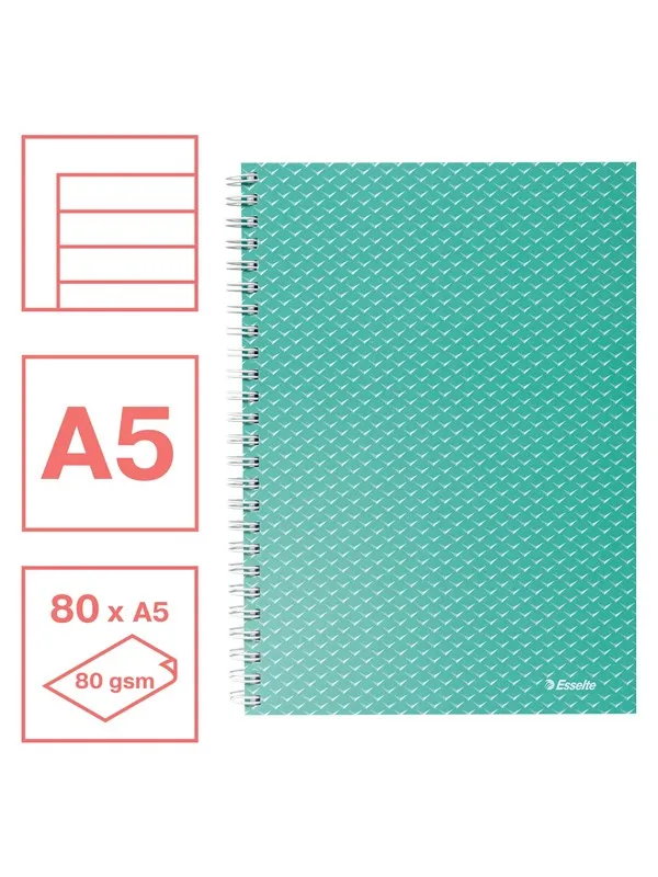 Esselte  Colour'Breeze A5 Notebook lined wirebound Green
