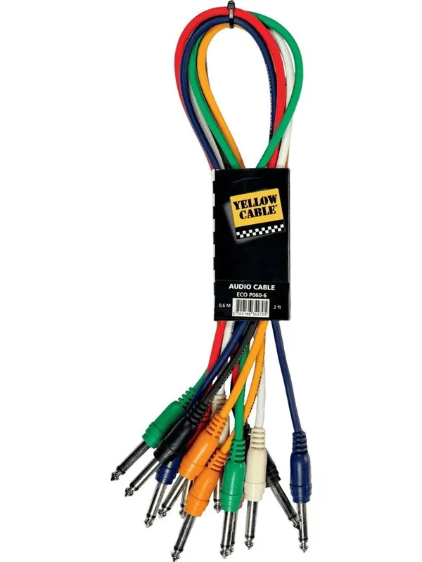 Yellow Cable P060-6 - 6 x  1/4" Jack/Jack patchkabel 60cm.