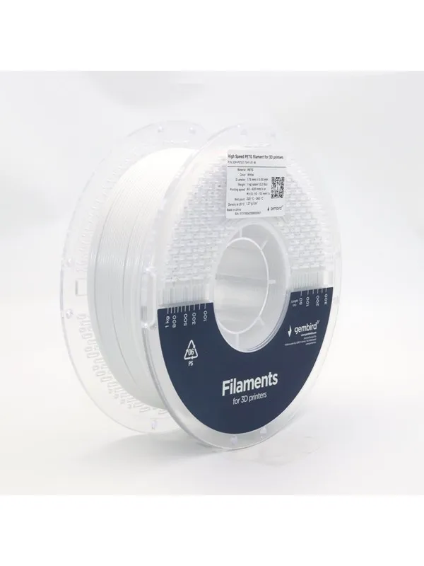 Gembird High Speed PETG (PET, PETT) - Hvit - 1.75mm ø - 1 kg
