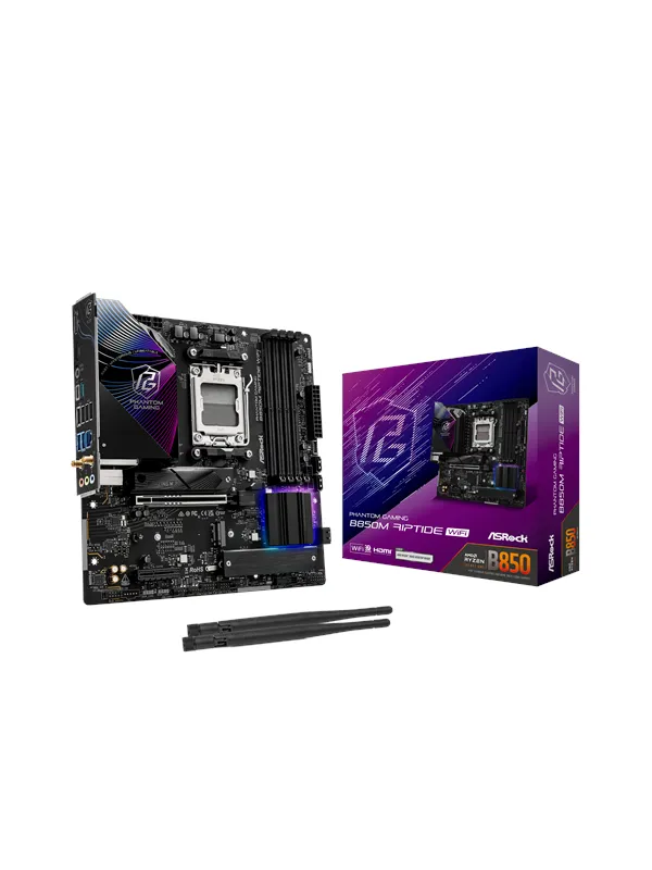 ASRock B850M Riptide WiFi Hovedkort - AMD B850 - AMD AM5 socket - DDR5 RAM - Micro-ATX
