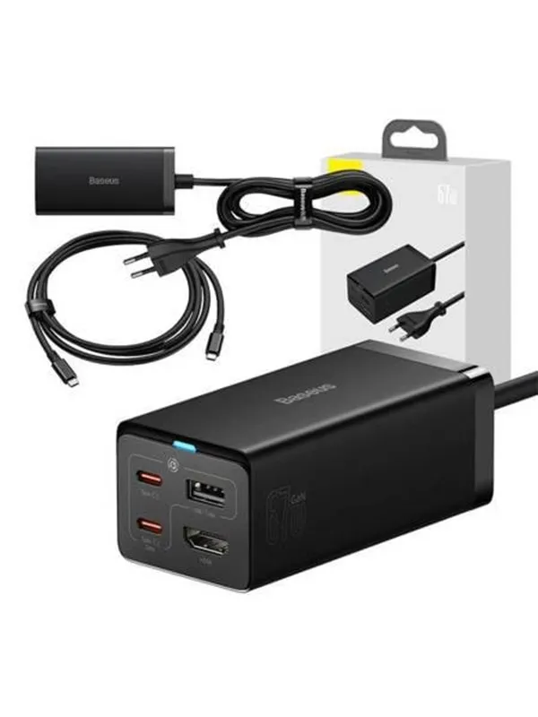 Baseus Wall charger  GaN5 Pro 2xUSB-C + USB + HDMI 67W (black)