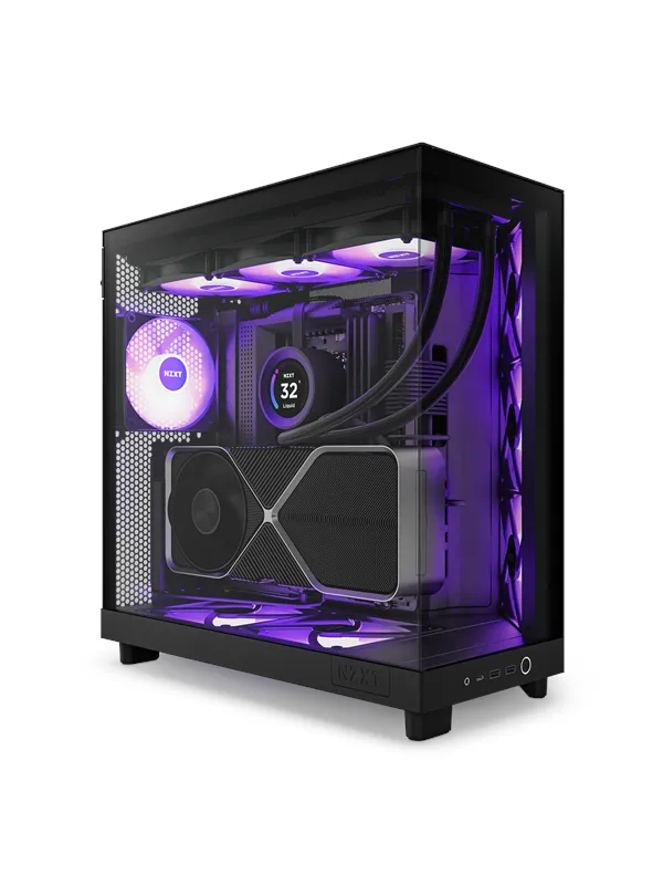 NZXT H6 Flow Compact Dual Chamber with RGB - Matte Black - Kabinett - Miditower - Svart