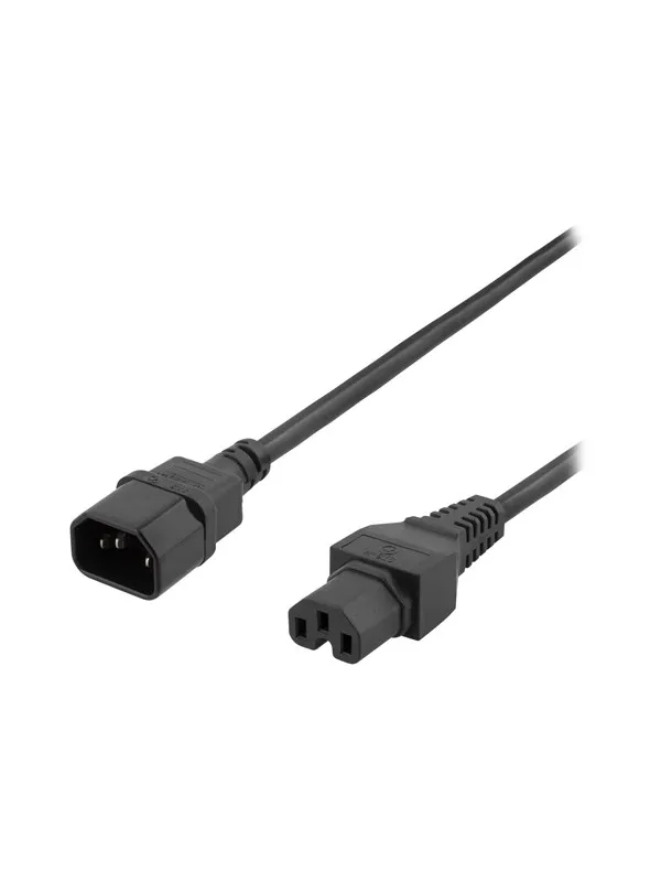 Deltaco - power extension cable - IEC 60320 C15 to IEC 60320 C14 - 3 m