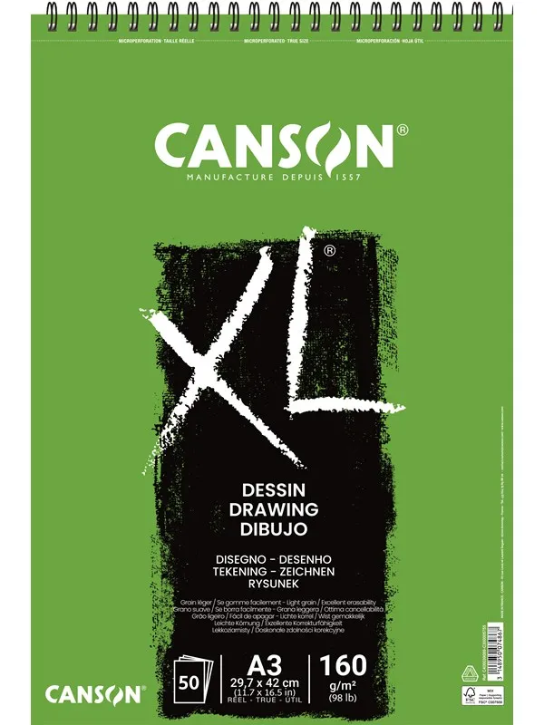Canson XL Dessin LG A3 160G Spiral 50 SH