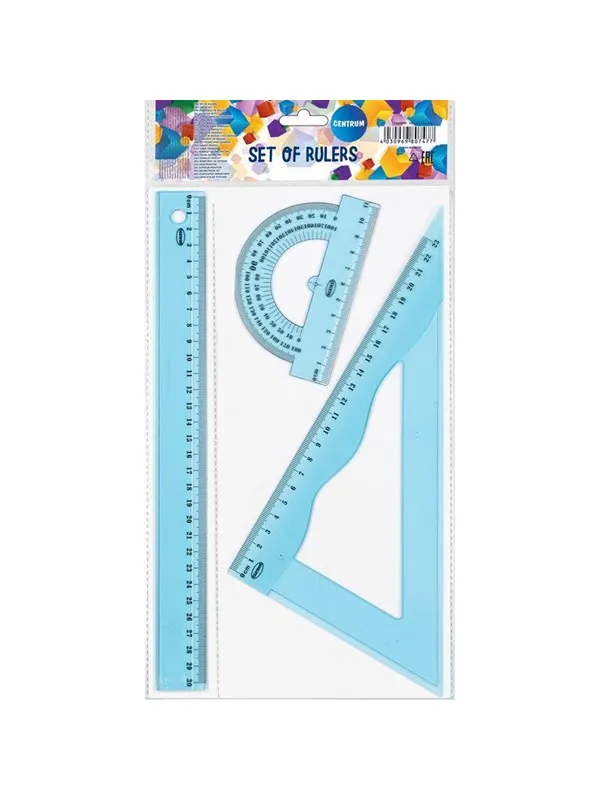 CENTRUM Geometry set 30 cm. 3 pieces. Clear plastic