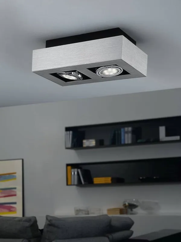 EGLO LOKE 1 TAKLAMPE 2L BØRSTET ALUMINIUM