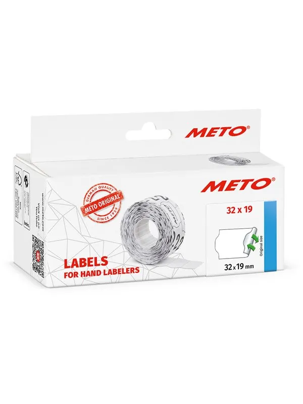 METO Prisetiketter avtak. 32x19mm, hvit, 5rl/1000