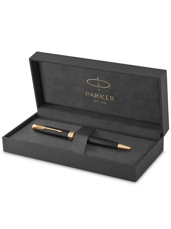 Parker Sonnet Ballpoint Pen | Matte Black Lacquer with Gold Trim | Medium Point Black Ink | Gift Box