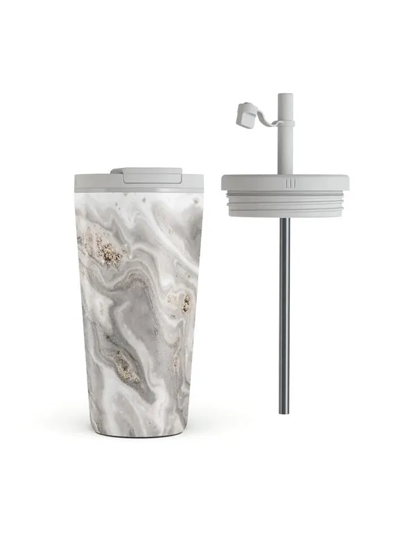 Burga Snowstorm - Travel Mug 500ml with Flap & Straw Set