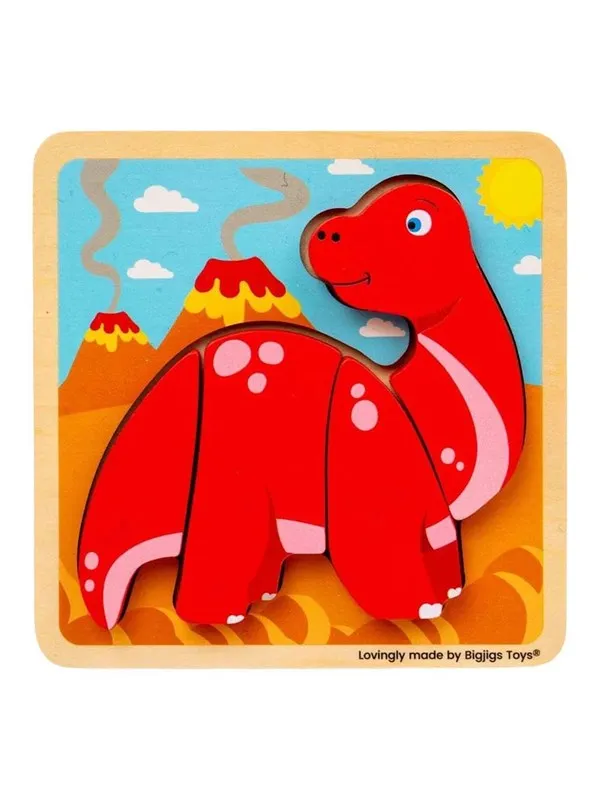 Bigjigs Wooden Shape Puzzle Diplodocus - 4 pcs.