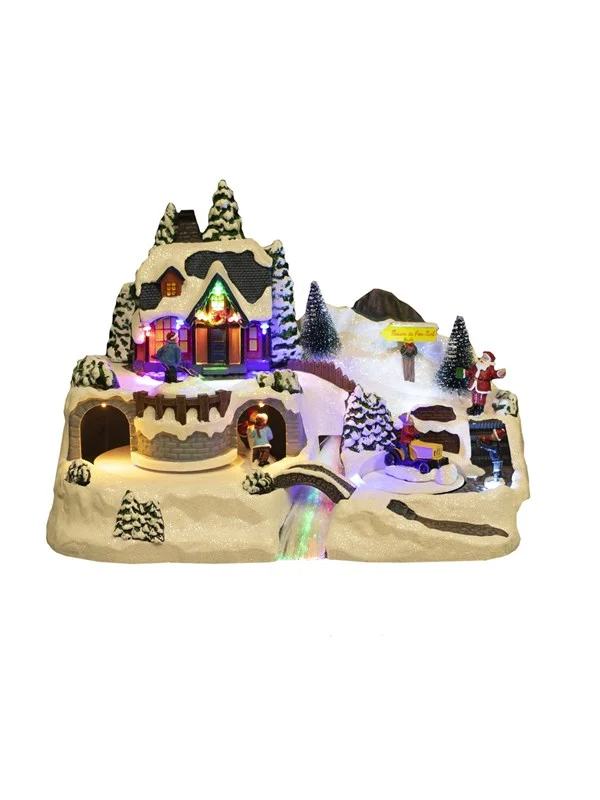 NORDIC WINTER Christmas town "River Town" w/lights & music