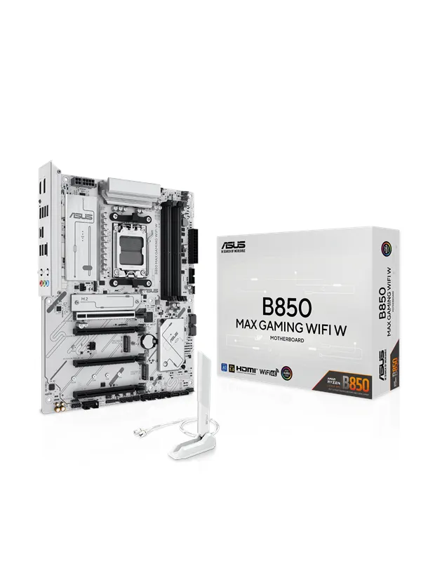 ASUS B850 MAX GAMING WIFI WHITE Hovedkort - AMD B850 - AMD AM5 socket - DDR5 RAM - ATX