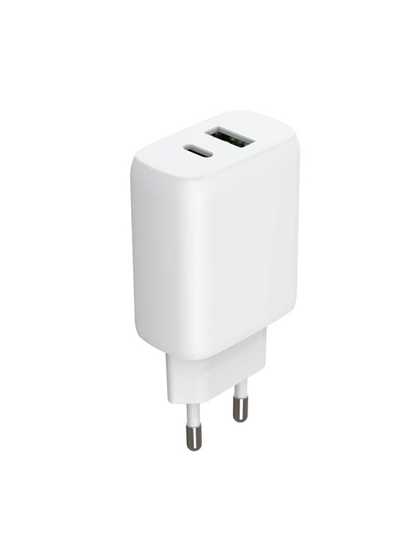 GEAR Charger 220V 1xUSB-C + 1xUSB-A PD/PPS 30W + 18W QC - White