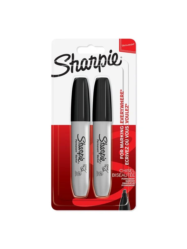 Sharpie Permanent Markers | Chisel Tip | Black | 2 Count