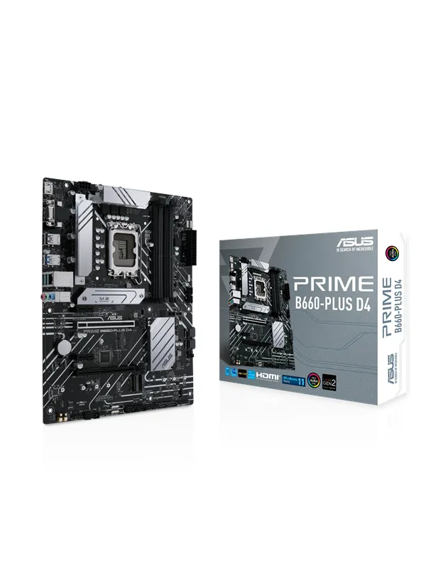 ASUS PRIME B660-PLUS D4 Hovedkort - Intel B660 - Intel LGA1700 socket - DDR4 RAM - ATX