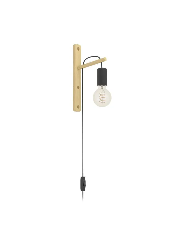 EGLO POCKLEY VEGG E27 SVART/TRE FSC