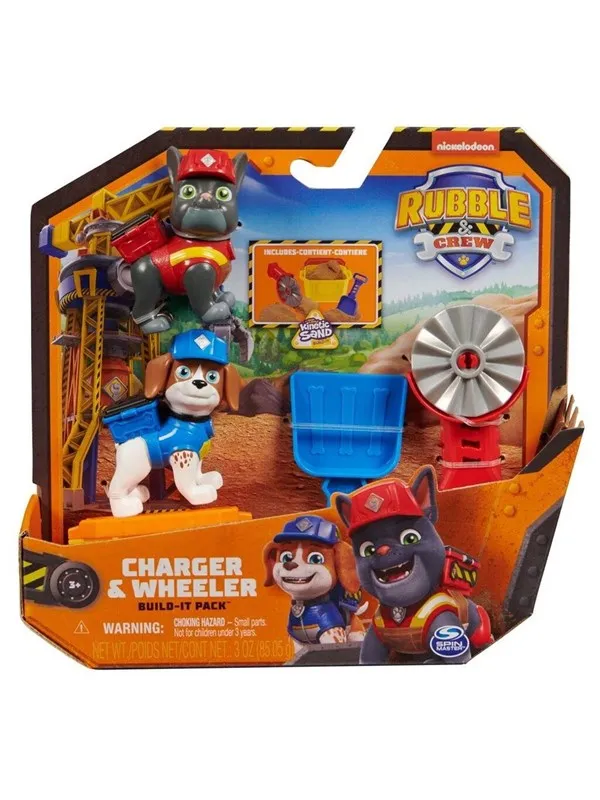 Paw Patrol Rubble & Crew Figure 2 Pk Charger & Wheeler