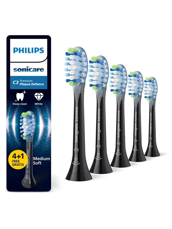 Philips Børstehoder Sonicare Premium Plaque Defence - Black - 4+1 pcs