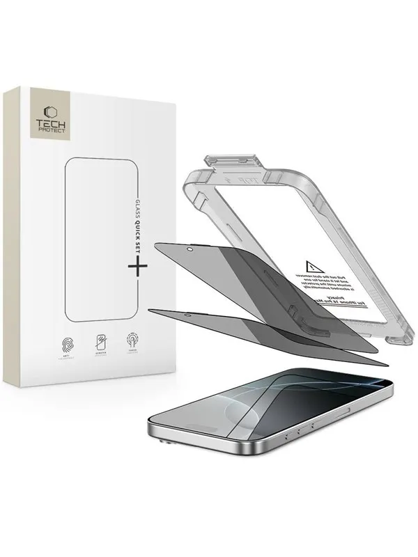 Tech-Protect Quick Set Spy+ 2-pack Privacy Glass for iPhone 16 Pro Max