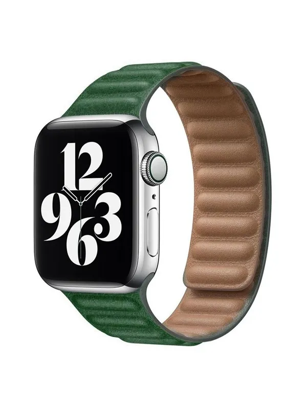 Lippa Apple Watch Magnetic Leather Strap 38/40/41 - Green / Brown