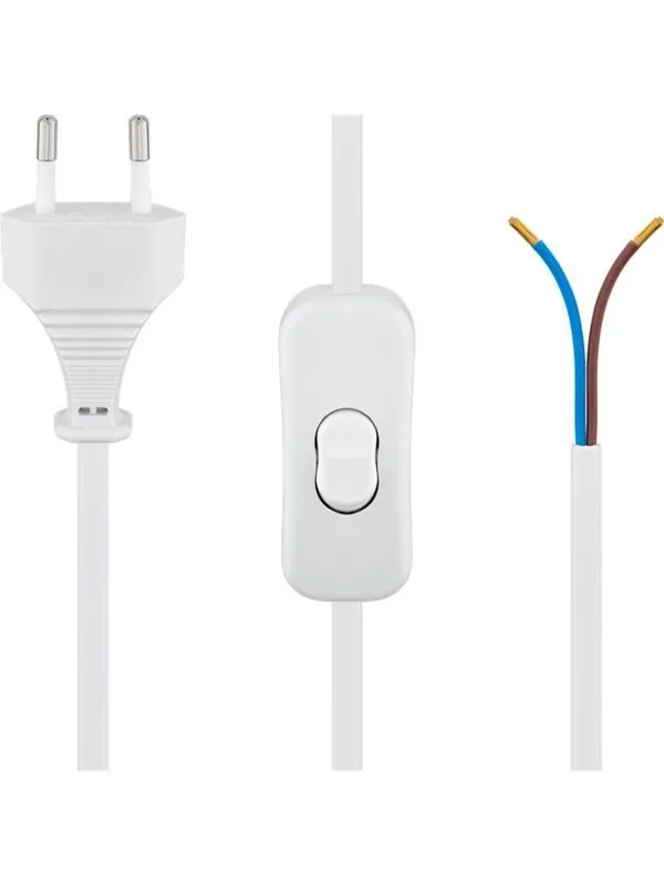 Pro Euro cord for assembly with switch 1.5 m white