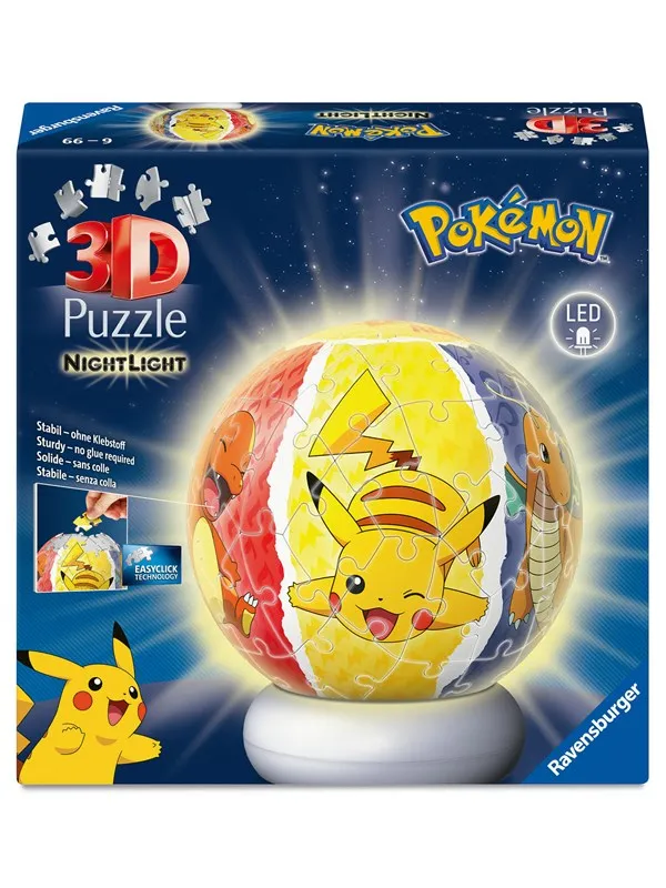 Ravensburger 3D Puzzle-Ball Nightlight Pokémon (72) 3D Puslespill