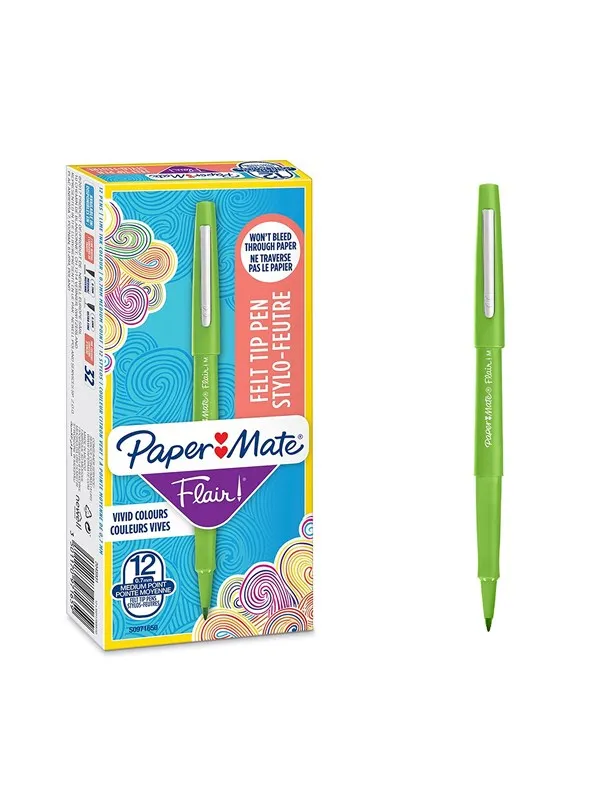 Paper Mate Flair filtpenner | Middels punkt (0,7 mm) | Lime | 12 Stk