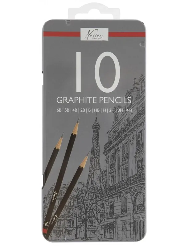 Creative Craft Group Drawing pencils 6B-4H 10 pcs in metal box