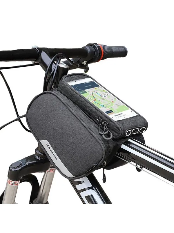 Wozinsky Bicycle Frame Bag + Detachable Phone Case for 6.5" 1.5L Black (WBB7BK)