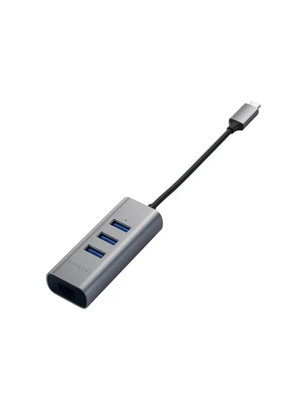 Satechi Type-C 2-in-1 USB Hub (with Ethernet) USB-hub - USB 3.0 - 3 porter - Grå