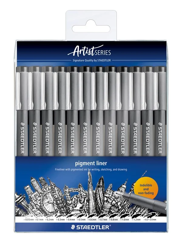 Staedtler Fineliner pigment liner black 12pcs