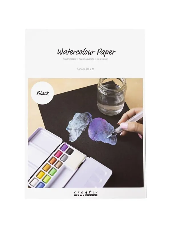 Creativ Company Watercolor paper A4 230g - Black 15 pcs.