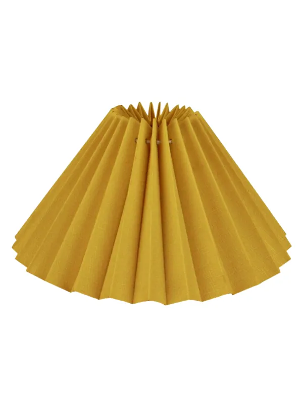 Alpe Design Plissert lampeskjerm i gul lin 18 cm