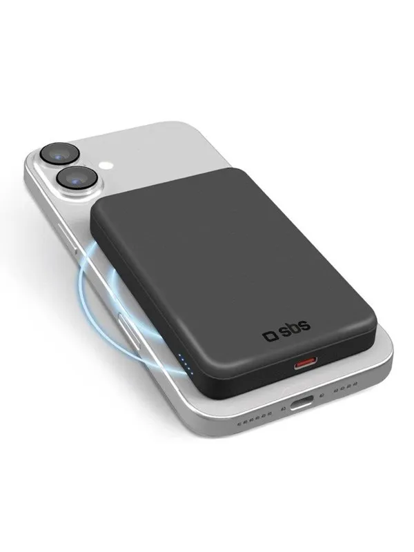 SBS Mag Power Qi2 Nødlader - Svart - 5000 mAh