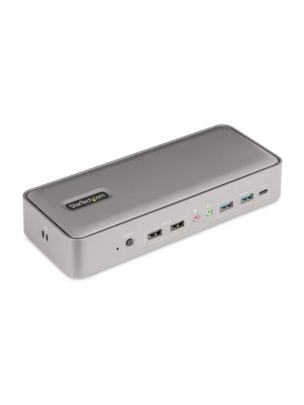StarTech.com 129UE-USBC-KVM-DOCK Dual-Laptop USB-C KVM Docking Station Dual Monitor 4K 60Hz DisplayPort Dock 5-Port USB Hub GbE 90W/45W Power Delivery to Two Laptops Windows/Mac 2-Host KVM Dock