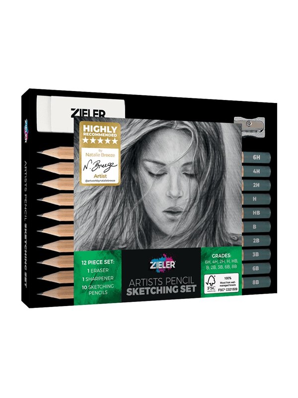 Zieler drawing pencils set with 10 hardnesses