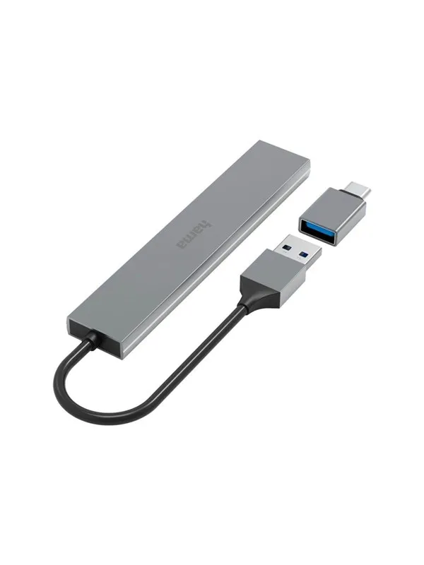 Hama 00200141 interface hub USB-hub - USB 3.1 - 4 porter - Grå