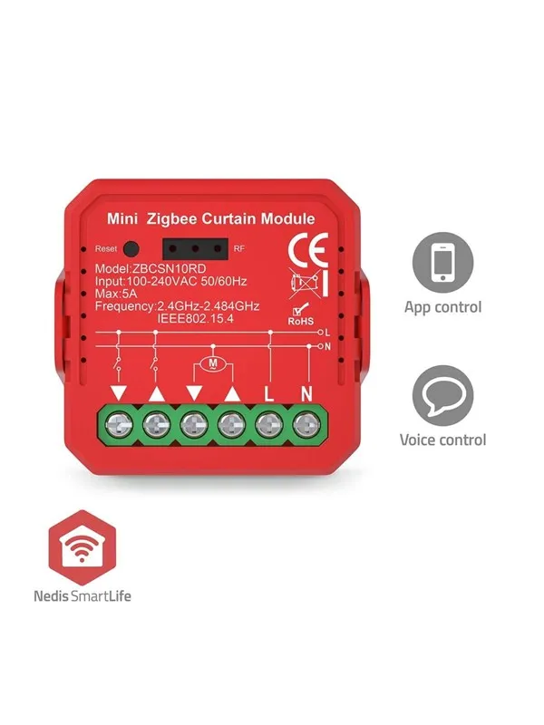 Nedis SmartLife Switch Zigbee 3.0.1000 W Terminal connection Red