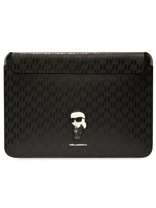 Karl Lagerfeld Saffiano Monogram Ikonik case for a 16" laptop - black