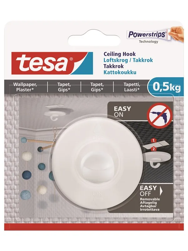 tesa Adhesive ceiling hook 0.5kg Wallpaper