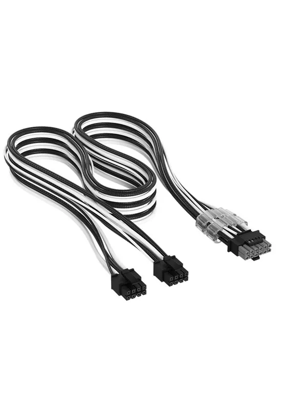 Corsair Elite Premium Individually Sleeved 2x 8-Pin to PCIe 12V-2x6 600W (Type 5) - Svart/Hvit