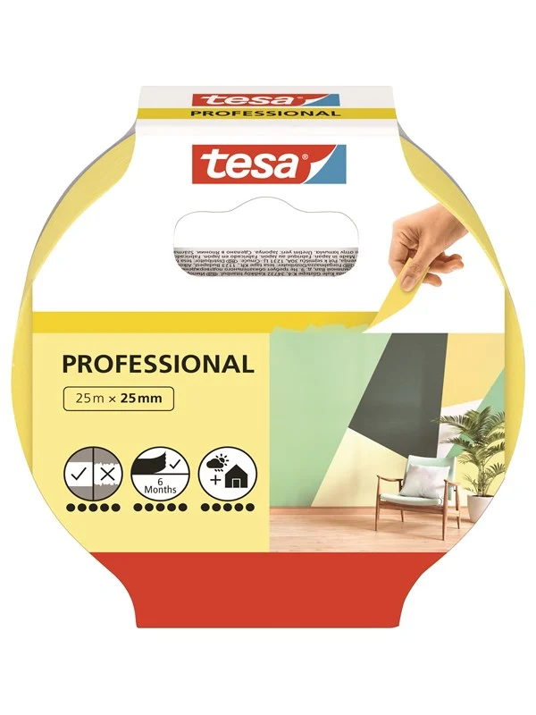 tesa Masking Tape Professional 25m x 25mm Yellow