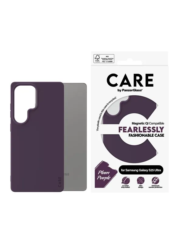 CARE by PanzerGlass Fashionable Case Plum Purple w. QI Compatible Samsung Galaxy S25 Ultra